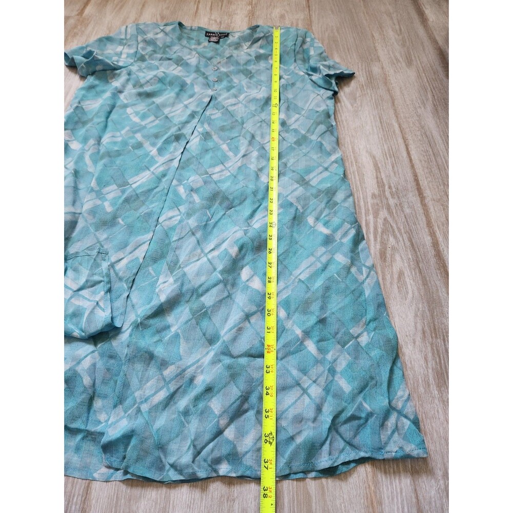 VTG Carole Little Petite Dress 14 Teal Abstract Print Short Sleeve Midi USA EUC - Picture 8 of 11
